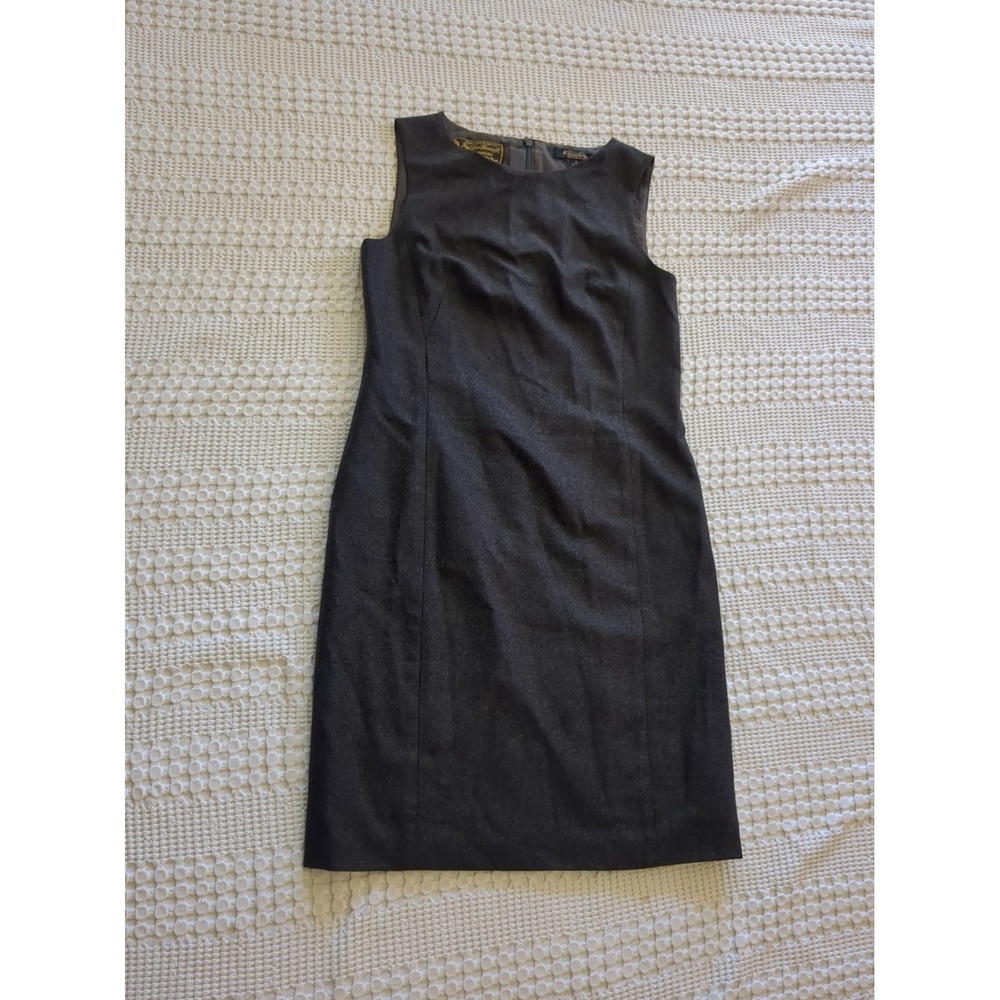 Brooks Brothers Loro Piana Merino Wool Sheath Dress Size 0 Charcoal Gray
